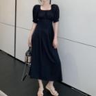 Short-sleeve Open-back Maxi Dress
