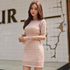 Scallop Trim Short-sleeve Knit Dress