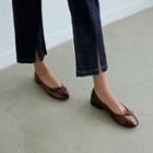 Slit-hem Stitched Straight-cut Jeans