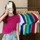 Short-sleeve Crew Neck Cropped T-shirt
