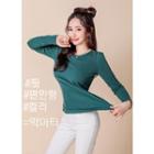 Puff-shoulder Slim-fit T-shirt