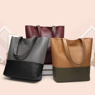 Set: Color Block Tote + Zip Pouch