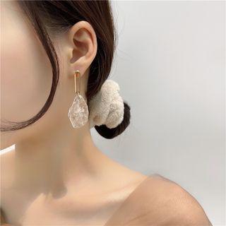 Faux Crystal Dangle Earring 1 Pair - Earring - Gold Frame - White - One Size