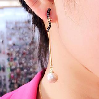 Rhinestone Faux-pearl Drop Earrings