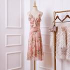 Spaghetti Strap Ruffled A-line Midi Dress