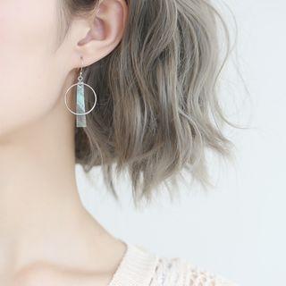 Geometric Hoop Drop Earring 1 Pair - Silver - Silver - One Size