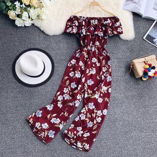 Patterned Off Shoulder Jumpsuit