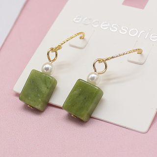 Faux Pearl Gemstone Dangle Earring As Shown In Figure - One Size