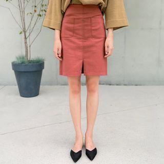 Band-waist Pocket-front Mini Skirt