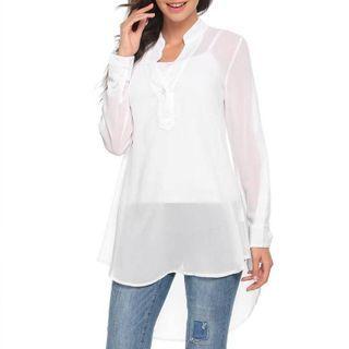 Long-sleeve Half-button Chiffon Blouse