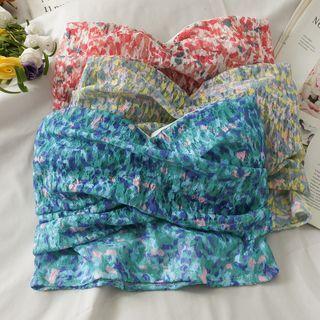Ruched Printed Tube Top