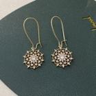 Rhinestone Flower Dangle Earring 1 Pair - E1567 - Gold - One Size