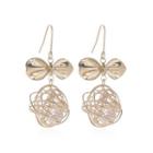 Alloy Bow Caged Faux Crystal Dangle Earring 1 Pair - Gold - One Size