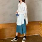 Slit Plain Shirt / Midi A-line Skirt