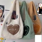 Heart Embroidered Fleece Shopper Bag