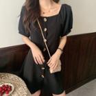 Puff-sleeve Off-shoulder Mini A-line Dress