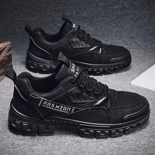 Lettering Faux-suede Lace-up Sneakers