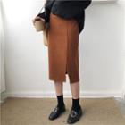 Straight-fit Slit Midi Skirt
