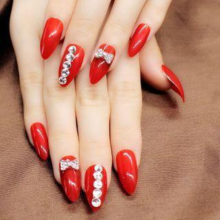Embellished Nail Art Faux Nail Tip 0055-3d-29 - Glue - Red - One Size
