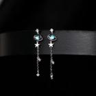 925 Sterling Silver Star & Bead Dangle Earring 1 Pair - Silver - One Size