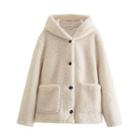 Hooded Fleece Button-up Jacket