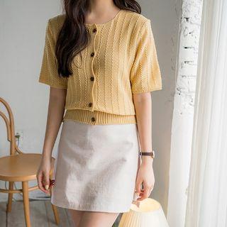 Short-sleeve Textured Cardigan