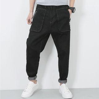 Zip-detail Straight Cut Jeans