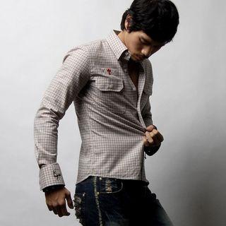Flap-pocket Embroidered Checked Shirt Xl