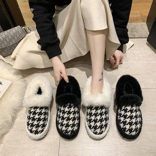 Houndstooth Platform Ankle Snow Boots