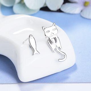 Non-matching Cat & Fish Earring