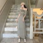 Short-sleeve Letter T-shirt / A-line Midi Skirt