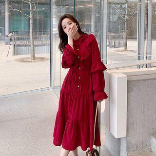 Wood Ear Trim Chiffon Dress