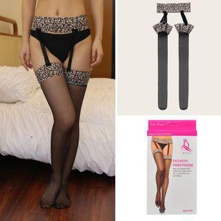Leopard Stocking Black - One Size