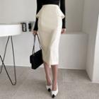 Slit-back Midi Peplum Skirt