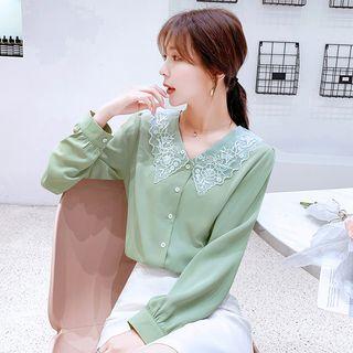 Long-sleeve Lace-collar Blouse