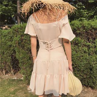 Plain Short Sleeve Tiered Dress
