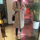 Flap-front Double-breasted Trench Coat With Sash