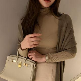 Turtleneck Plain Fitted Top