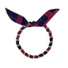 Fabric Bow Headband Plaid - Dark Blue & Red - One Size