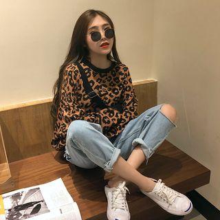 Leopard Long-sleeve Loose-fit T-shirt