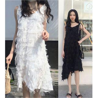 Fringed V-neck Strappy Dress