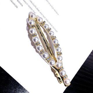Faux Pearl Rhinestone Hair Clip Gold - One Size