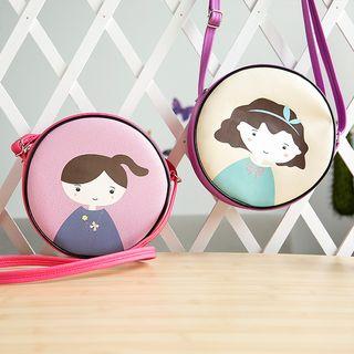 Faux-leather Printed Round Cross Bag