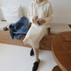 Set: Hooded Pullover + Slit-hem Midi Skirt