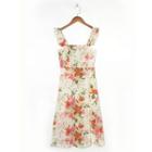 Sleeveless Floral Slit Midi A-line Dress