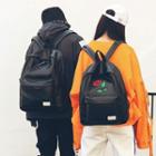 Rose Embroidered Faux Leather Backpack