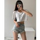 Chain-accent Loose-fit Crop T-shirt