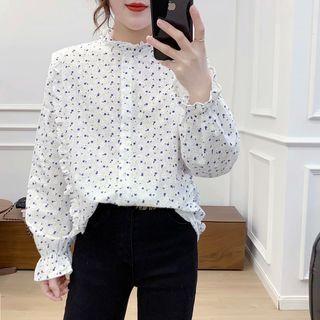 Ruffled Floral Print Shirt