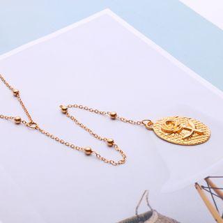 Rose Disc Pendant Y Choker 1979 - Gold - One Size