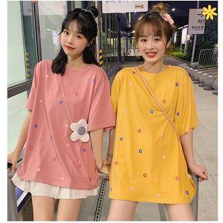 Elbow-sleeve Floral T-shirt / Polo Shirt